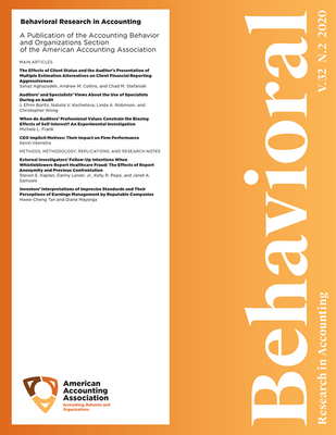 Okładka czasopisma: Behavioral Research in Accounting